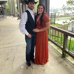 Textured burnt orange dress